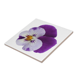 Purple white pansy cutout tile