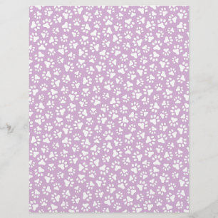Purple white paw print pattern scrapbook paper