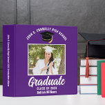 Purple White Personalized Graduation Photo Album Binder<br><div class="desc">This modern purple and white custom senior graduation photo album features your high school or college name for the class of 2023. Customize with your graduating year under the chic handwritten script and grad cap for a great personalized graduate binder keepsake gift. Fill with your photos or memorabilia. Add your...</div>
