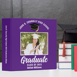 Purple White Personalized Graduation Photo Album Binder