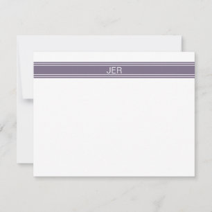 Purple White Personalized Monogram Name Initials Card