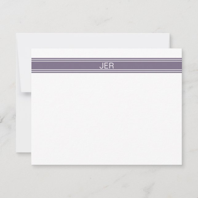 Purple White Personalized Monogram Name Initials Card (Front)