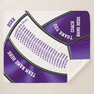 Purple, White Personalized Volleyball Coach Gifts Sherpa Blanket