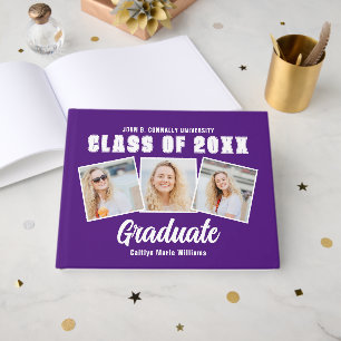 Purple White Photo Class of 2026 Graduation Guest Book