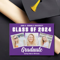 Purple White Photo Collage Class of 2026 Graduate