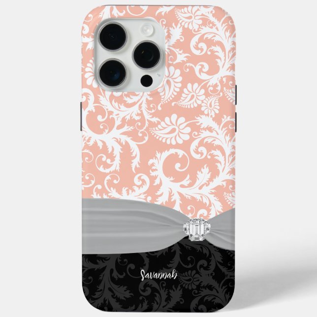 Purple White Plus Any Colour Damask Printed Crysta Case-Mate iPhone Case (Back)