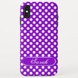 Purple White Polka Dot Motif iPhone XS Max Coque