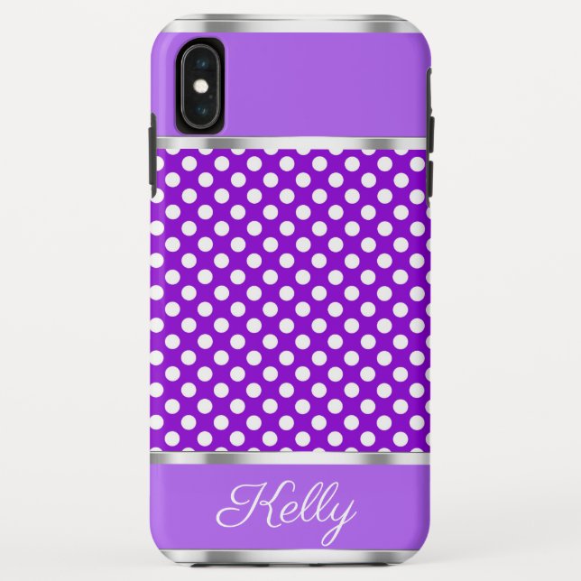 Purple White Polka Dot Pattern iPhone XS Max Case (Back)