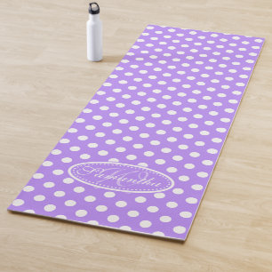 Purple white polka dot yoga mat