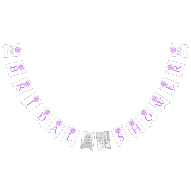 Purple white posy bridal shower photo bunting bunting flags (All)