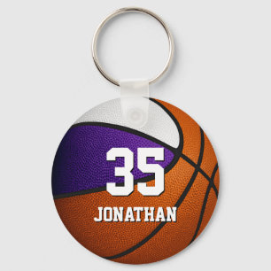 purple white realistic basketball boys girls keychain