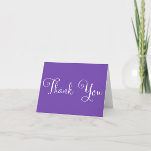 Purple White Script Personalized Wedding Thank you Card