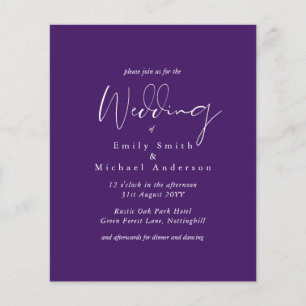 Purple White Script Typography Budget Wedding