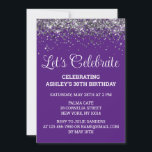 Purple White & Silver Glitter 30th Birthday Party Invitation<br><div class="desc">Customized Glitter Invite Custom 35th,  30th Birthday Party invitation Thirty,  Let's celebrate digital Any Age,  Instant download Forty Fifty Sixty,  Personalized 21st 40th 50th 60th,  Elegant Milestone template Sweet 16,  Custom 18th 20th Glam Confetti,  Adult Calligraphy Modern Stylish script,  Chic trendy simple for her,  Bling 16th quinceanera 15th celebration</div>