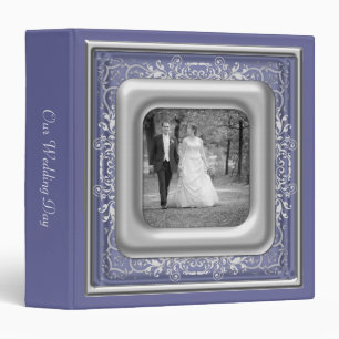 Purple, White & Silver Photo Frame Wedding Album Binder