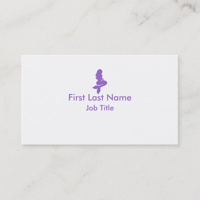 Purple white simple mermaid custom business cards (Front)