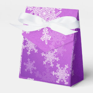 Purple White Snowflakes Minimalist Christmas Favor Box