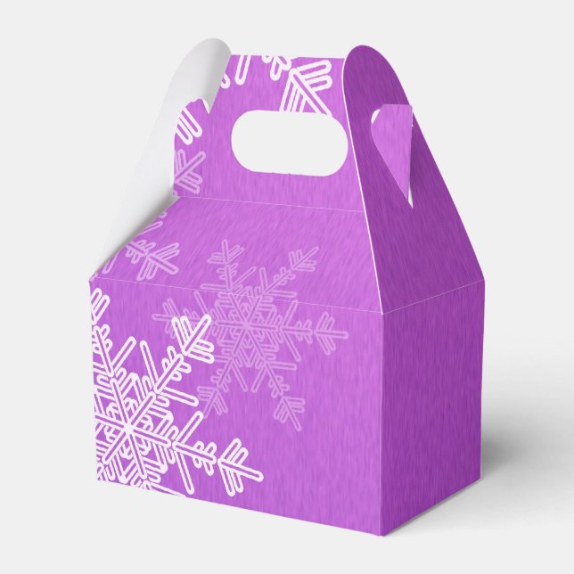 Purple White Snowflakes Minimalist Christmas Favor Box (Front Side)