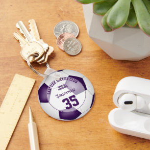 purple white soccer team colors kids sports gifts keychain