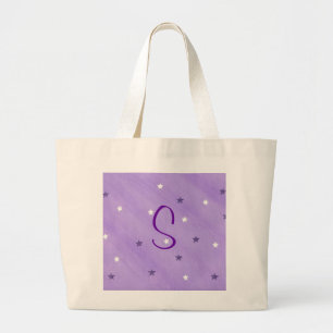 Purple & White Stars, Monogram tote bags template