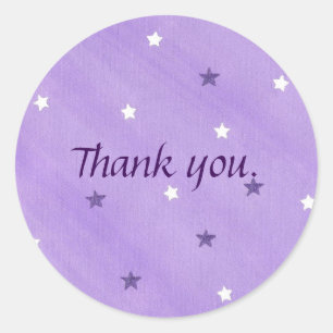 Purple White Stars on Lavender Thank you Stickers