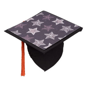 Purple White Stars Starry Sky Space  Astronome Graduation Cap Topper
