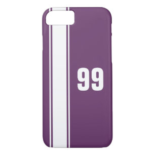 Purple & White Stripe Jersey Numbered iPhone Case