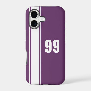 Purple & White Stripe Jersey Numbered iPhone Case