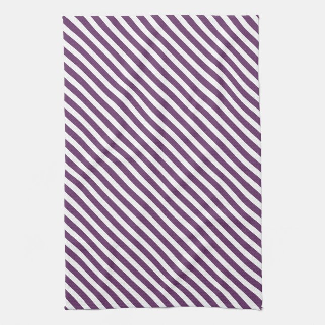 Purple & White Striped Pattern Kitchen Towel (Vertical)