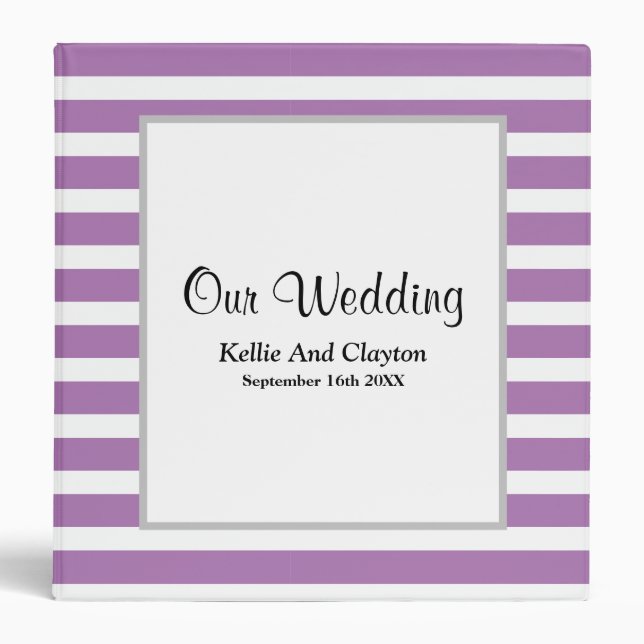 Purple/White Stripes Framed 3 Ring Binder (Front)