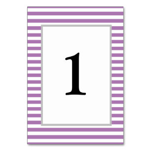 Purple/White Stripes Framed Table Number