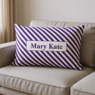Purple/White Stripes Lumbar Pillow