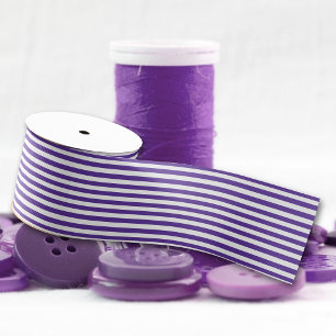 Purple-White Stripes Pattern Grosgrain Ribbon