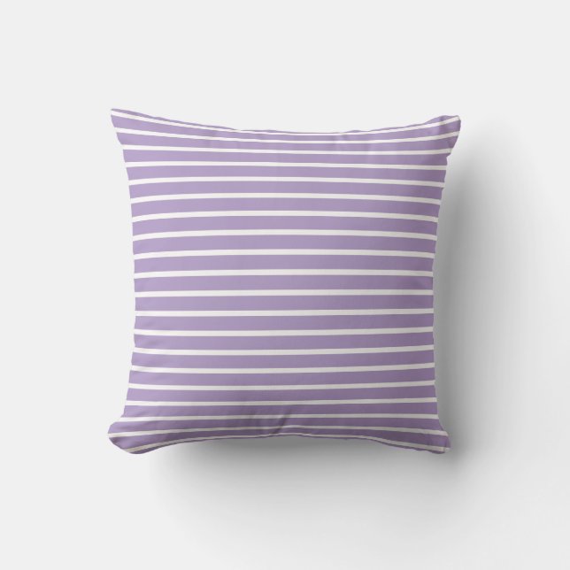Purple White Stripes Seamless Pattern Throw Pillow (Front)