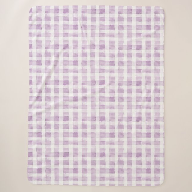 Purple White Stripes  Sherpa Blanket (Front)
