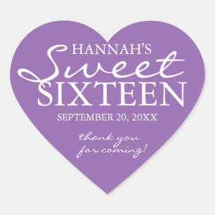 Purple & White Sweet 16 Birthday Party Favour Seal
