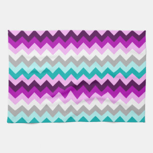 Purple White Teal Chevrons Kitchen Towel