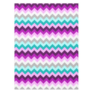 Purple White Teal Chevrons Small Tablecloth