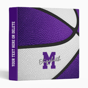 purple white team colours girls boys basketball binder