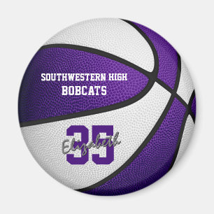 purple white team colours girls boys basketball  magnet