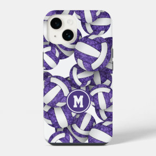 Purple white team colours girly volleyballs iPhone 14 case