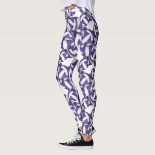 Purple white team colours girly volleyballs patter leggings