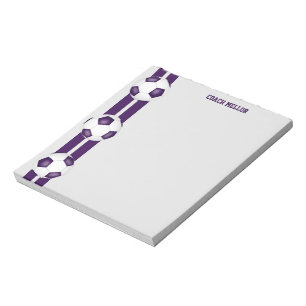 purple white team colours soccer coach custom notepad