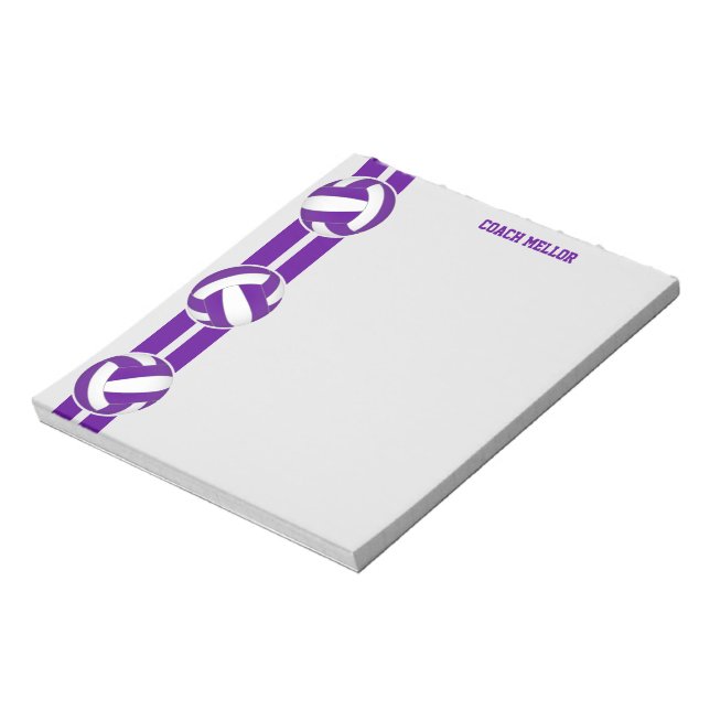 purple white team colours volleyball coach custom notepad (Rotated)