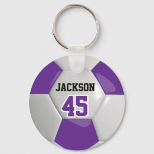 Purple & White Team Soccer ⚽ Ball Keychain