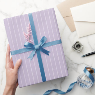Purple White Thin Stripes Birthday Wrapping Paper