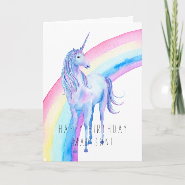 Purple White Unicorn Card (Front)