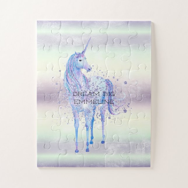 Purple White Unicorn Sparkle Glitter Dream        Jigsaw Puzzle (Vertical)
