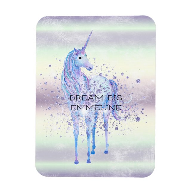 Purple White Unicorn Sparkle Glitter Dream       Magnet (Vertical)