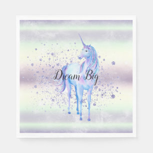 Purple White Unicorn Sparkle Glitter Dream    Napkin